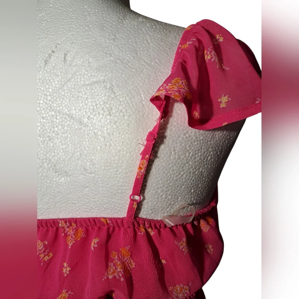 NWT SZ XS FLORAL DRESS WITH STRETCH BODICE (SEE PICS FOR SLIGHT FLAW) - Picture 11 of 16